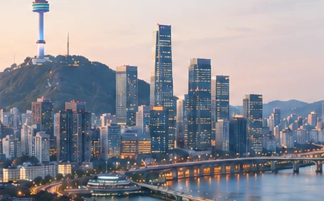 Seoul skyline representing Korea's global connections